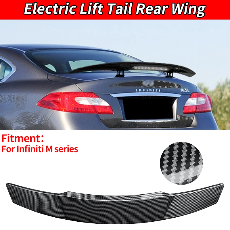 Car Accessorie Carbon Fiber Look For Infiniti M Series  Lift Rear Spoiler Wing Trunk Tail Remote Control Modification