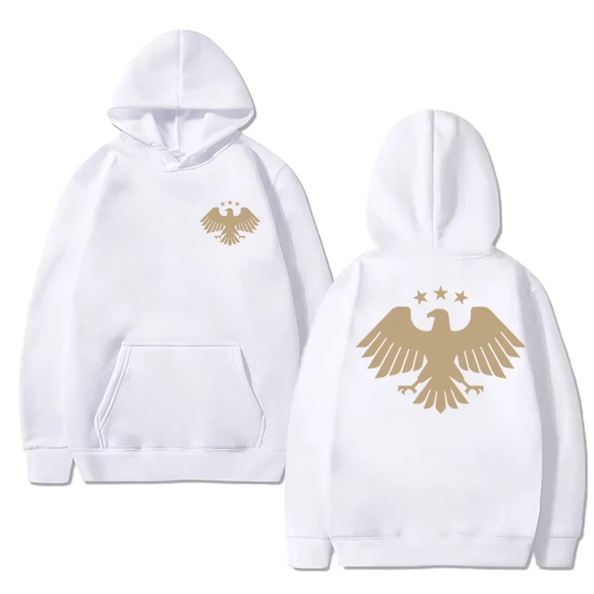 الخريف الشتاء الرجال النساء harajuku البلوز الأسود نسر سوريا مزدوجة الوجهين الجرافيك هوديي للجنسين الصوف طويلة الأكمام البلوفرات
