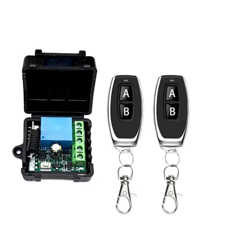 433MHz Wireless Remote Control Switch DC12V 10A 1CH Relay Receiver Fixed Code With 2 Remotes For Garage Door Motor Control