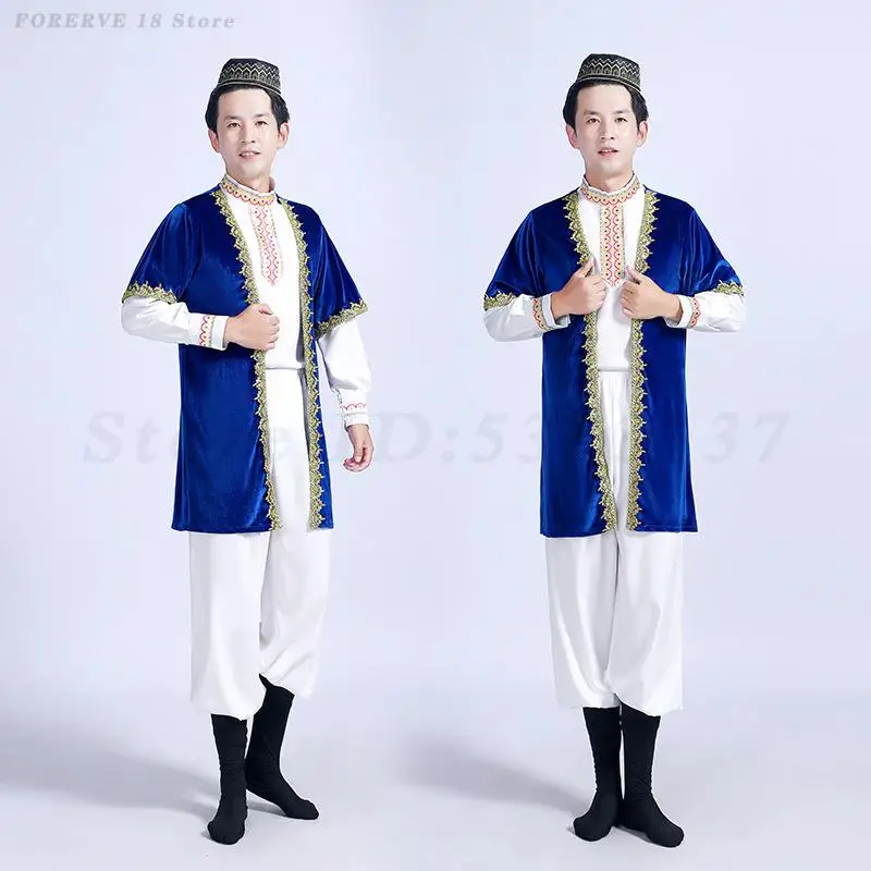 Costume de danse kazakh Xsilk pour hommes, vêtements de style ethnique, tenue de performance sur scène, vêtements traditionnels masculins, nouveauté rétro
