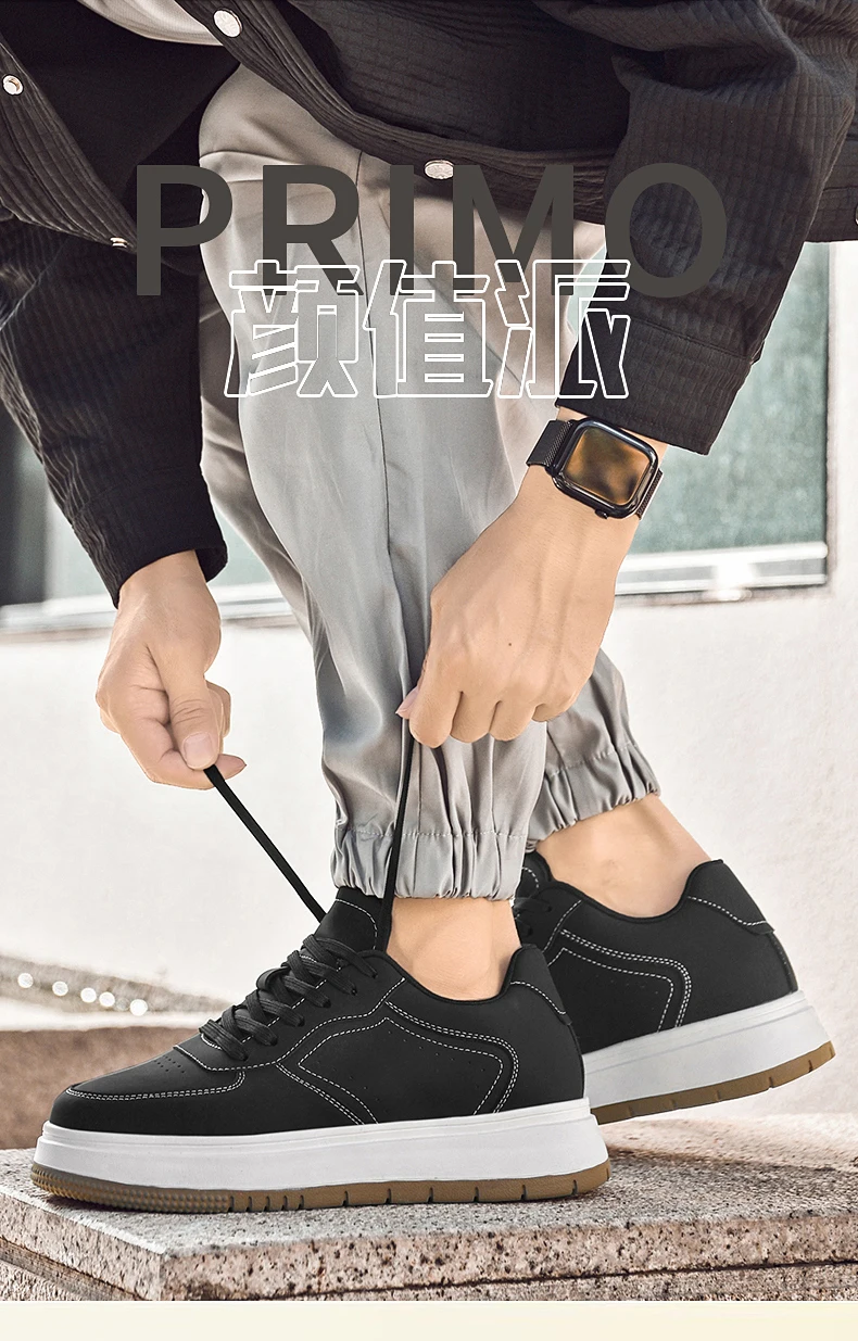 New Height-increasing Shoes for Men: 10CM-8CM-6CM Invisible Height-increasing Sports Shoes, White Sports Shoes, Large Size 37-44