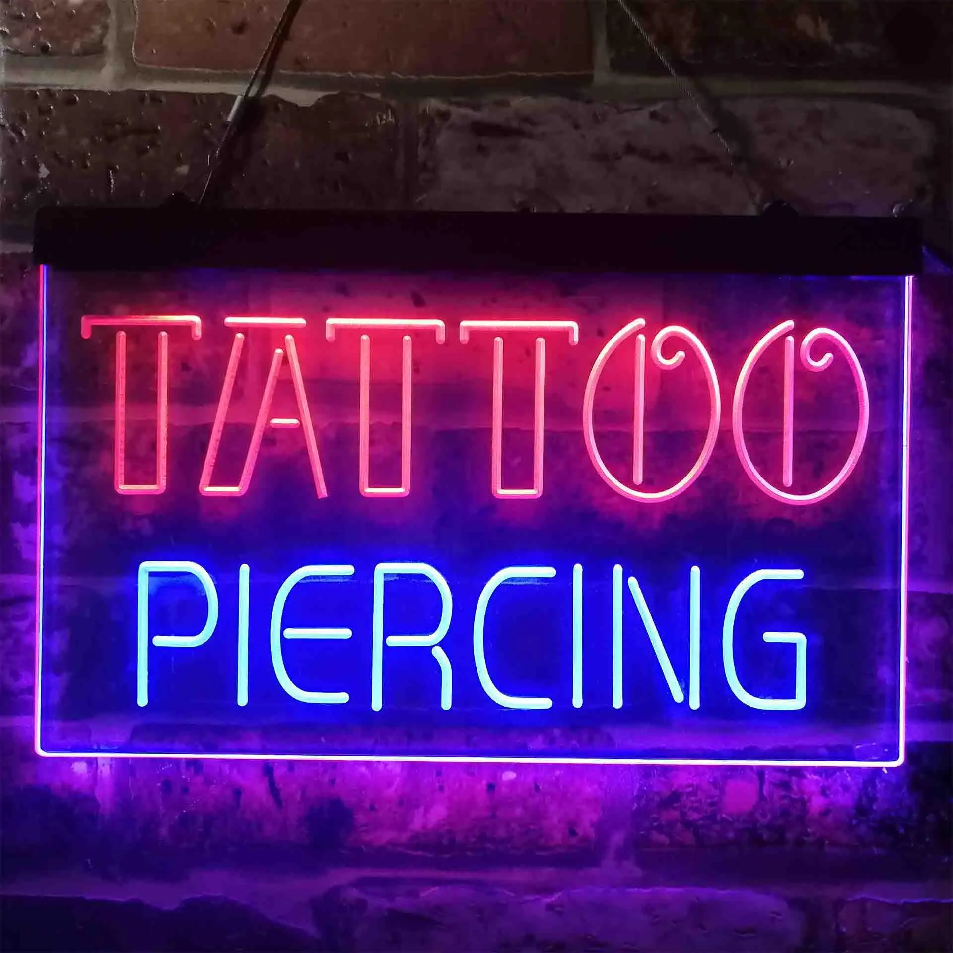 Tattoo Piercing Text Art Dual Color Led Neon Sign st6-i3904