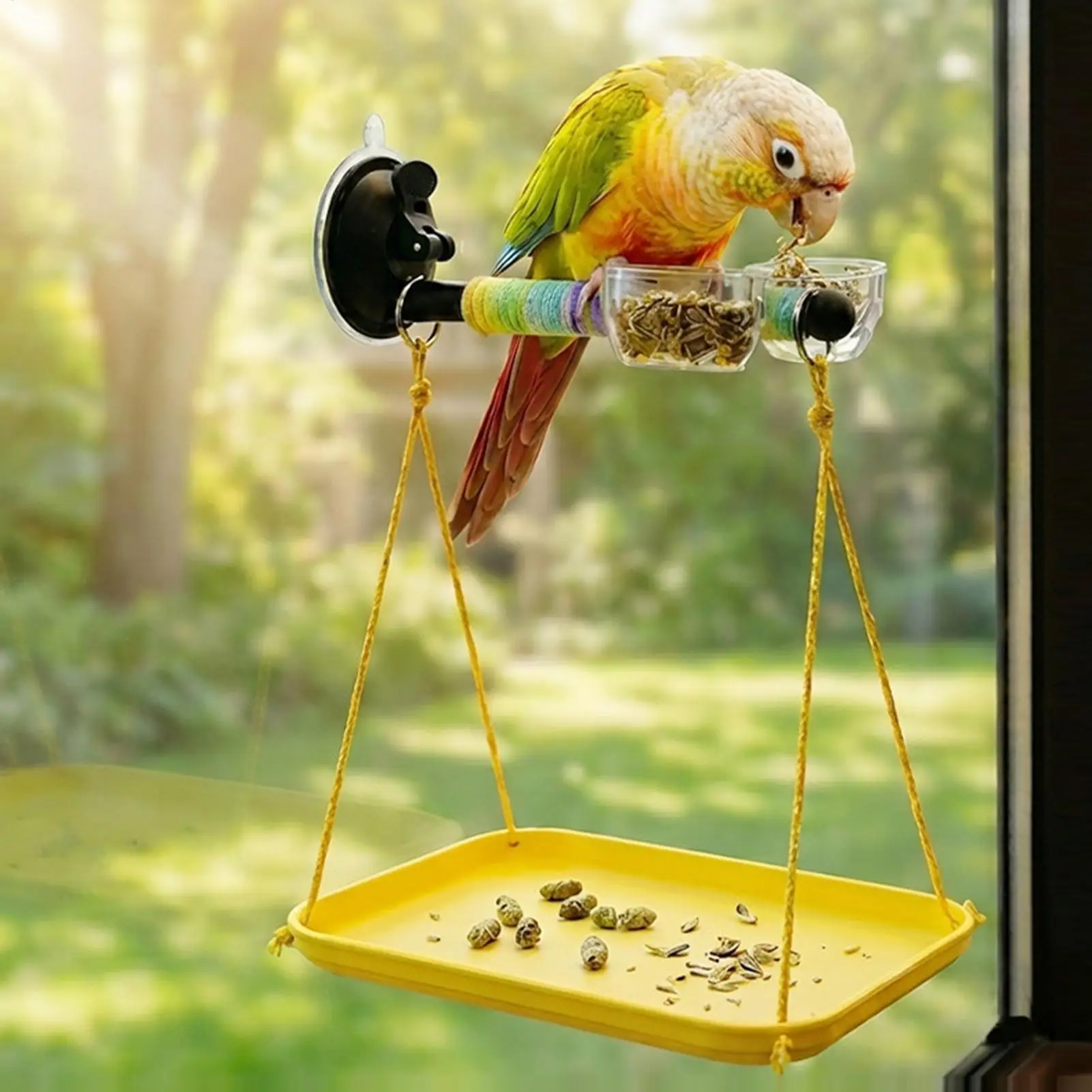 1PC Suction Cup Bird Perch Climbing Engagement Toy Bird Window And Shower Perch Toy for Parakeet Cockatiel Conure Parrot
