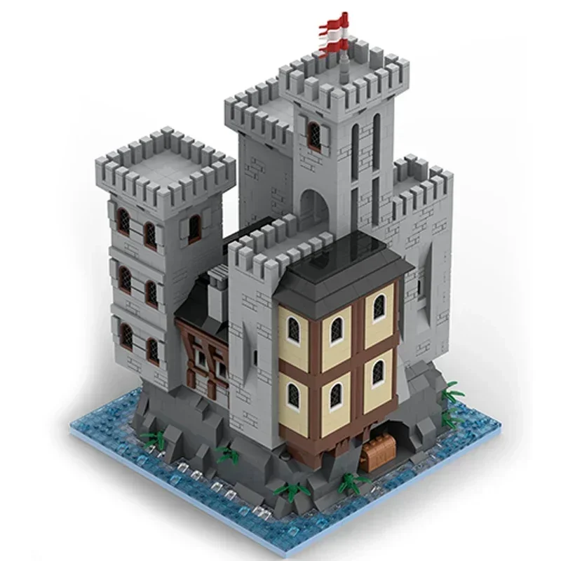 MOC-Briques de construction de modèle de réfrigérant militaire, château sur la falaise, blocs modulaires technologiques, cadeaux de jouets de Noël, ensembles de bricolage, assemblage