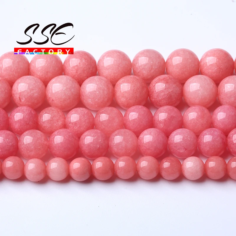 Natural Rhodonite Pink Jades Chalcedony Stone Beads for Jewelry Making Round Loose Spacers Beads Diy Bracelets 4 6 8 10 12mm 15