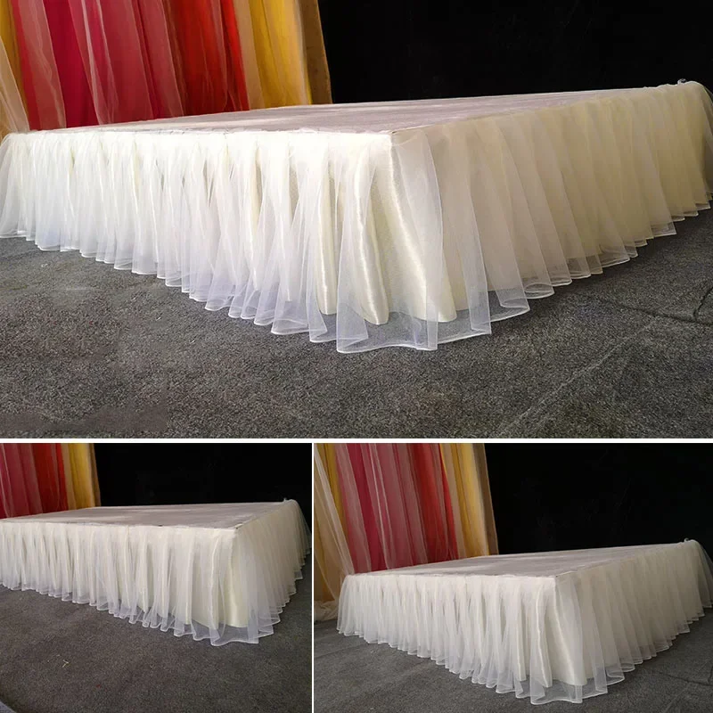 30x300cm Tutu Table Skirt Wedding Backdrop Curtains for Table Clothes Table Cover Wedding Stage Skirting for Event Party