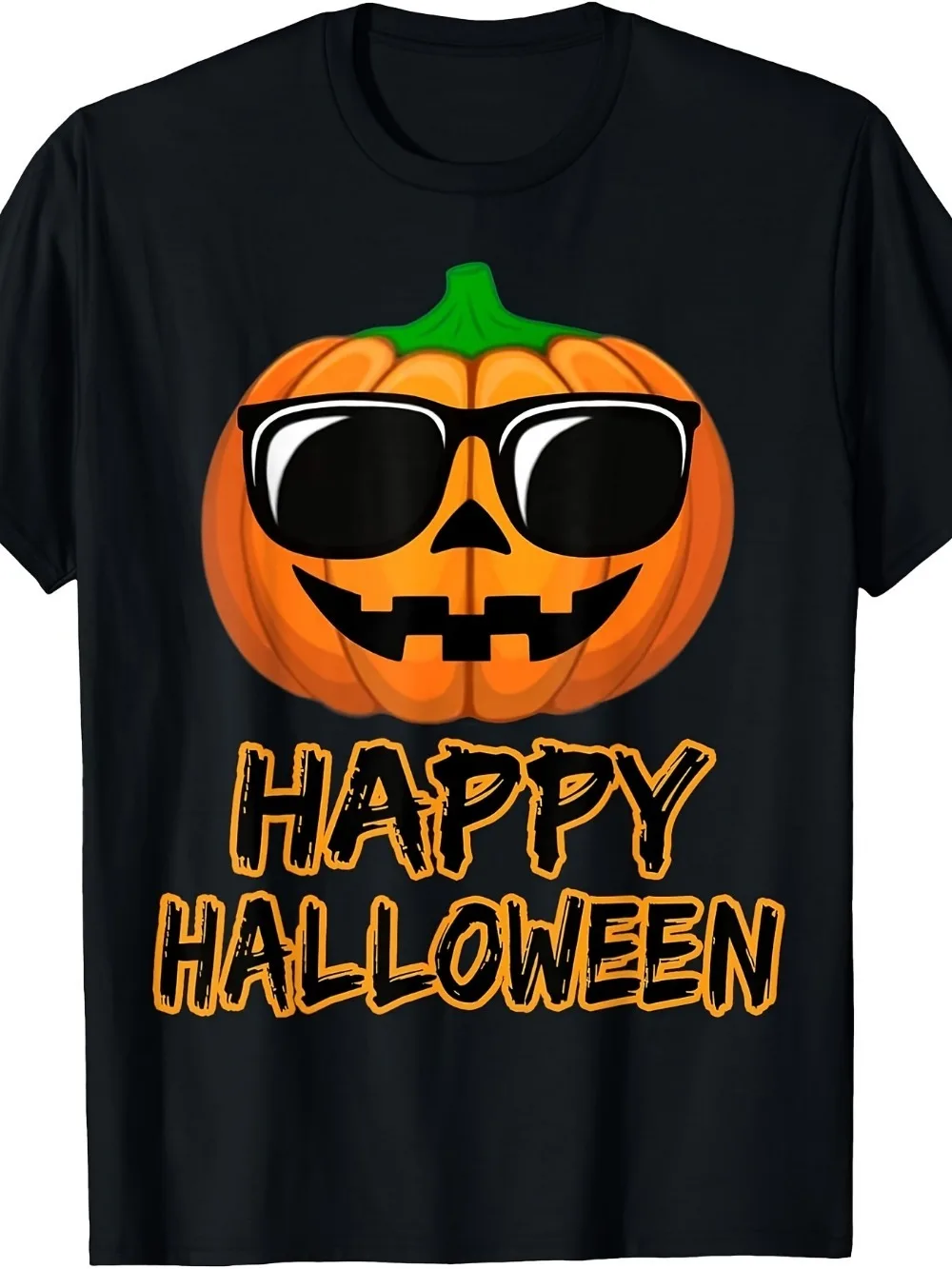 Halloween Funny Pumpkin with Sunglasses Pattern 3D Printed Men T-shirt, Casual Comfortable Breath Quick-dry Suitable Outdoor Top