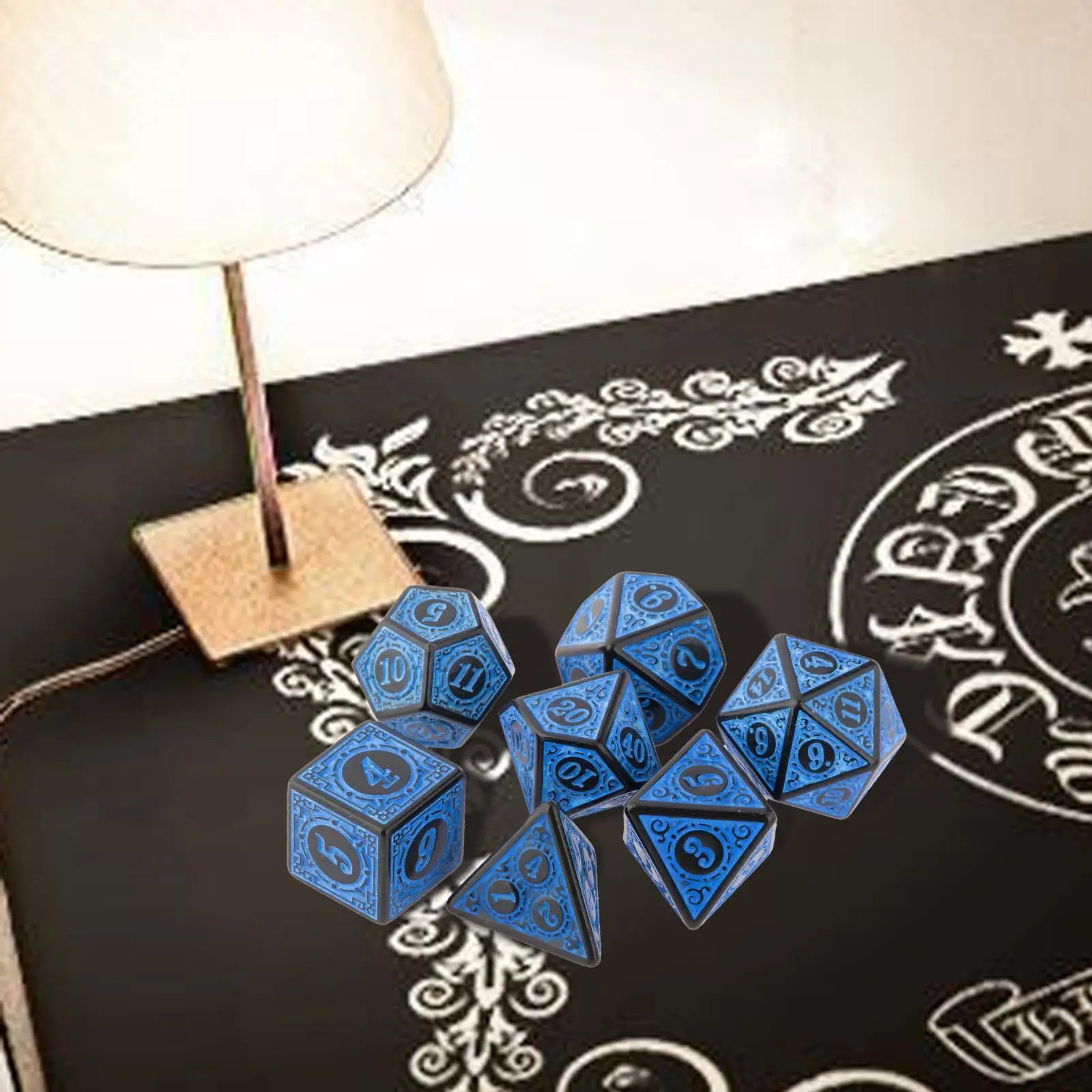 7 PCS Antique Acrylic Polyhedral Dice DND RPG Role Playing Game Toys Blue