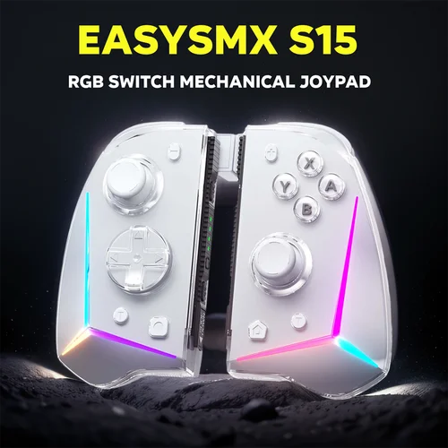 EasySMX Giroscopio Joypad Gamepad S15 Controlador RGB Compatible con Nintendo Switch/OLED, Despertador, NFC Amiibo, Efecto Hall