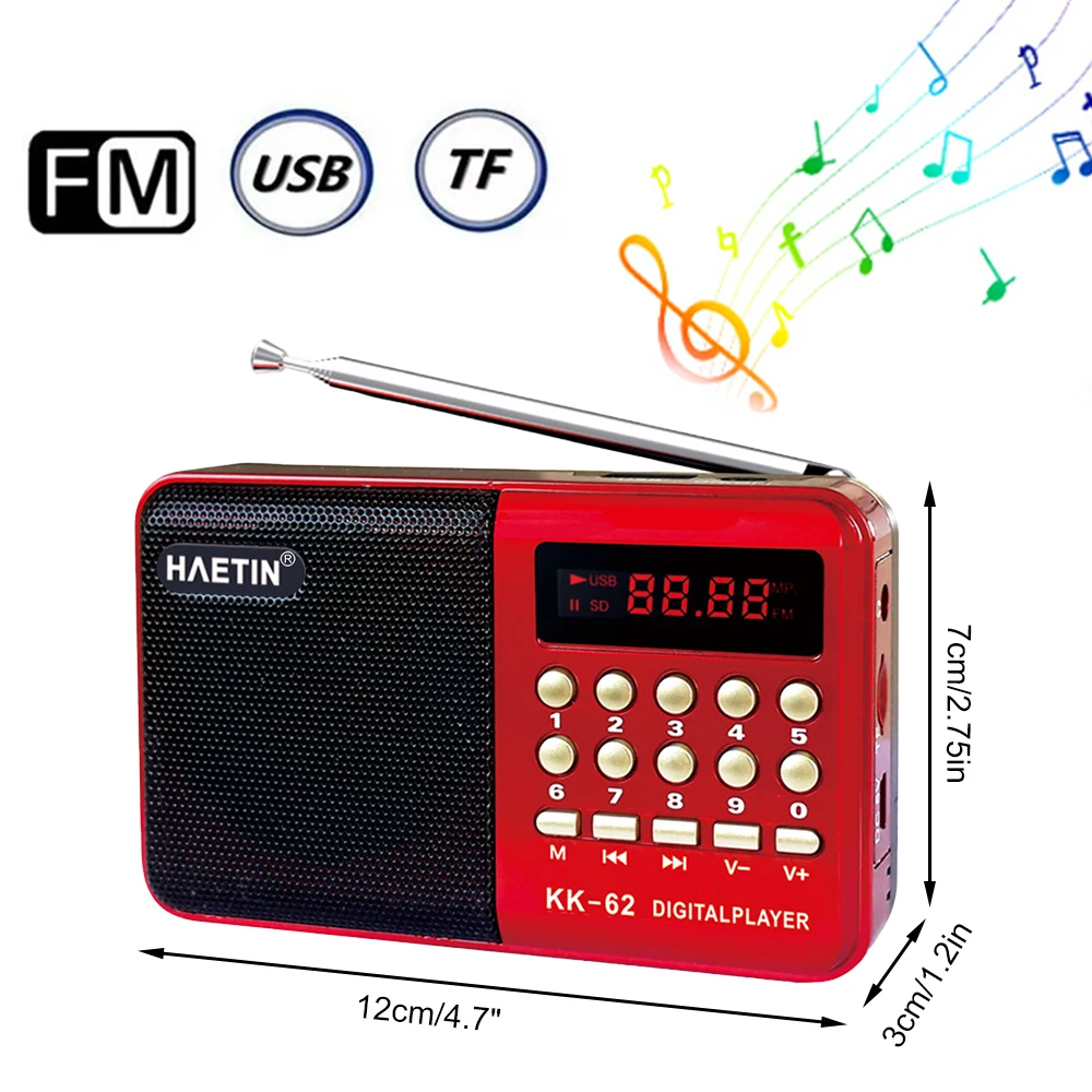 L-62 Mini Radio 4.5W Single Band Plug-in FM Radio MP3 Music Player Gift for the Elderly