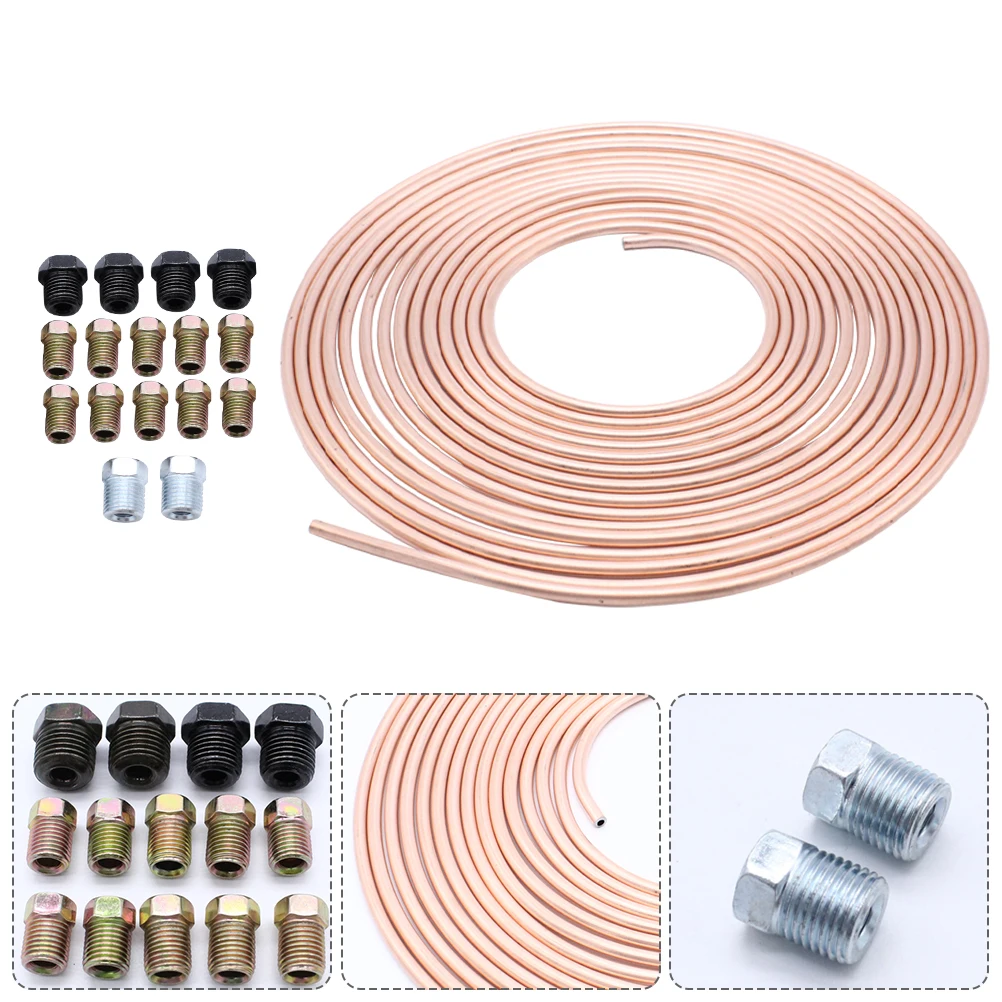 

25ft Nickel Copper Brake Line Tube 3 16 OD Coiled Tubing Car Hydraulic System Anti Corrosion Vehicle Brake Line Hose Automotive