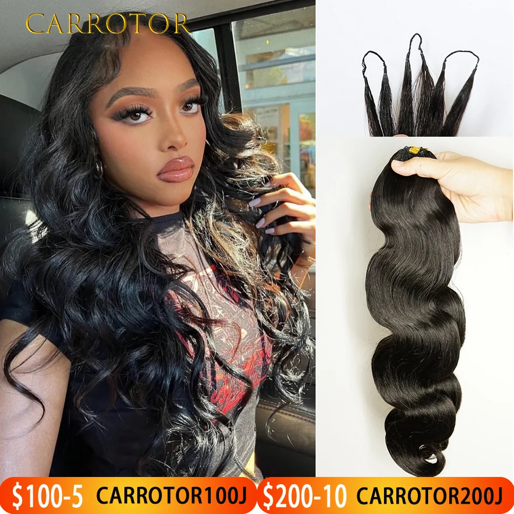 Feather Crochet Braid Hair Extensions Knotless Pre-Separated Crochet Hair Extensions Human Hair Body Wave 100% Human Hair