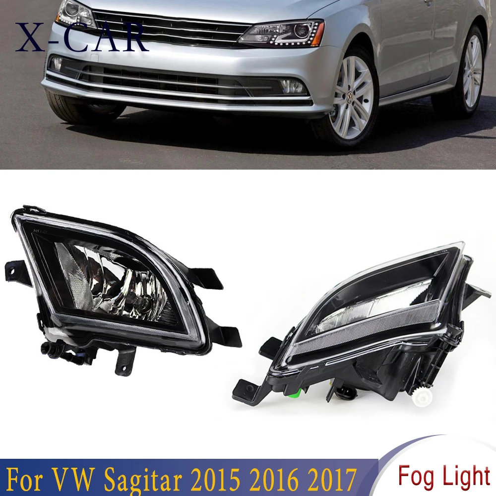 

X-CAR Car Front Bumper Grille Driving Fog Lights Fog Lamp Clear For Volkswagen VW Sagitar 2015 2016 2017 Car Fog Light 16D941699