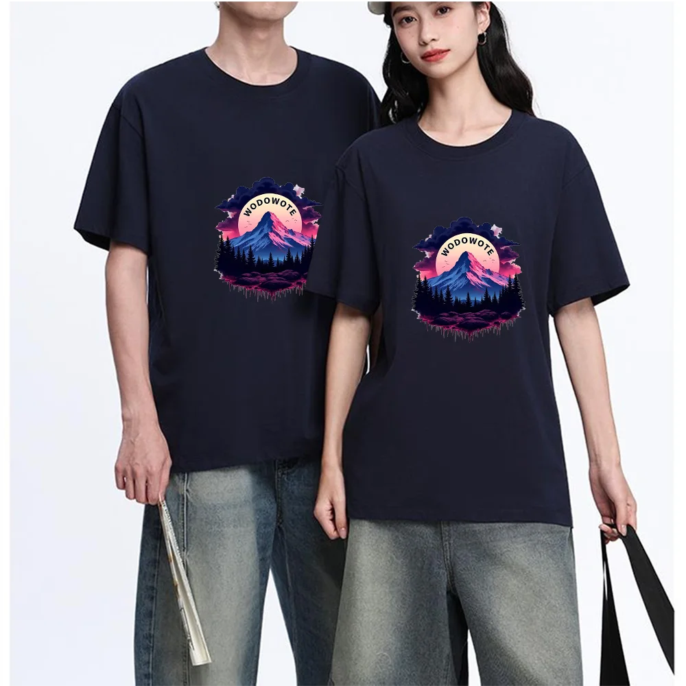Wodowote Mountain Graphic Printed T Shirt Breathable Fabric S-XXL Personalized Custom Aesthetic Casual Short Sleeve Tee Unisex F