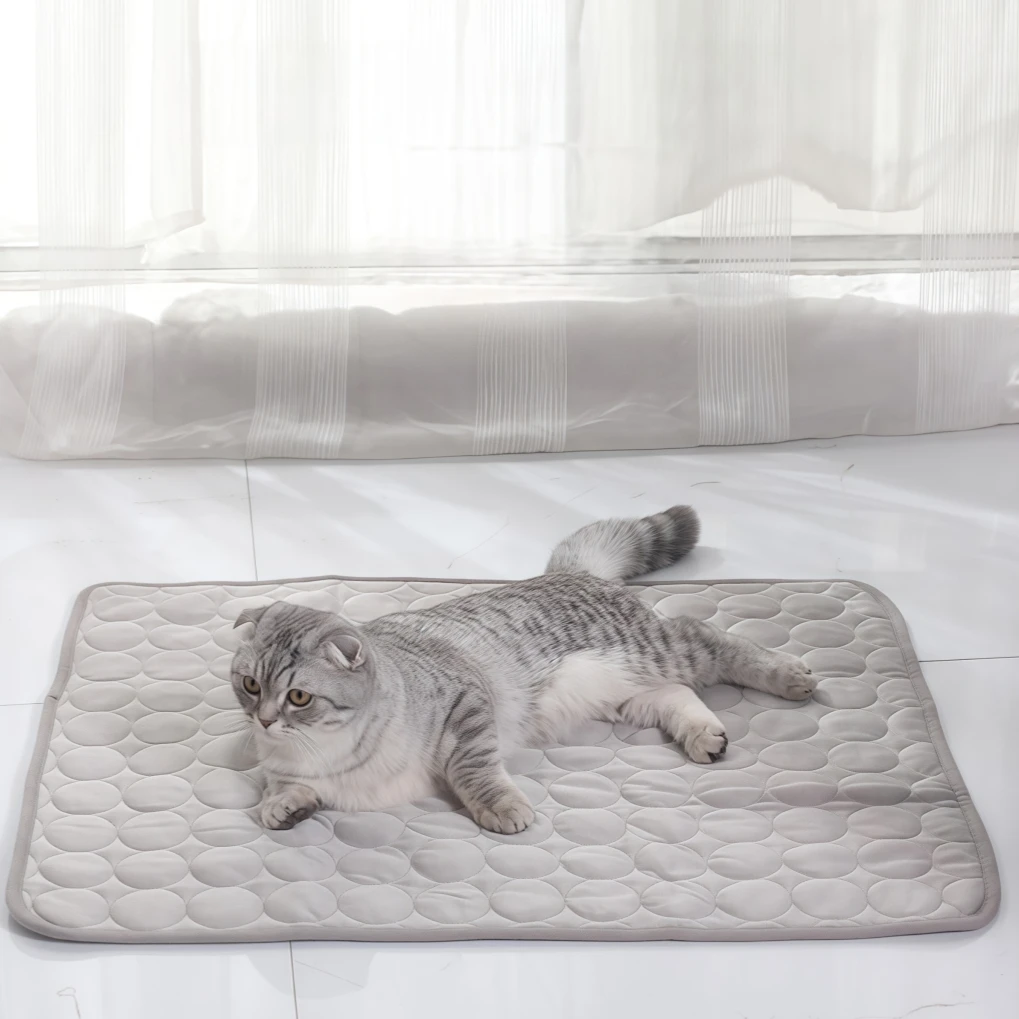Ice Silk Pet Cooling Mat Anti Slip Breathable Washable Summer Cool Pad Heat Dissipation Sleeping Mat for Dogs Cats Kennel Use