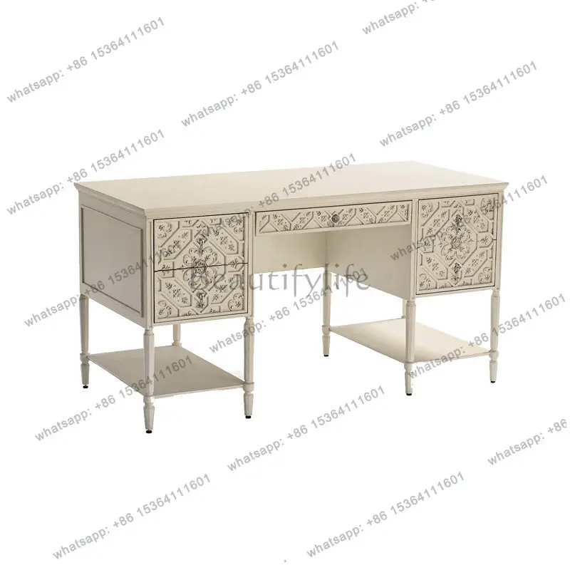 

Американский письменный стол из массива дерева с резьбой, французский неоклассический ретро-компьютерный стол для дома