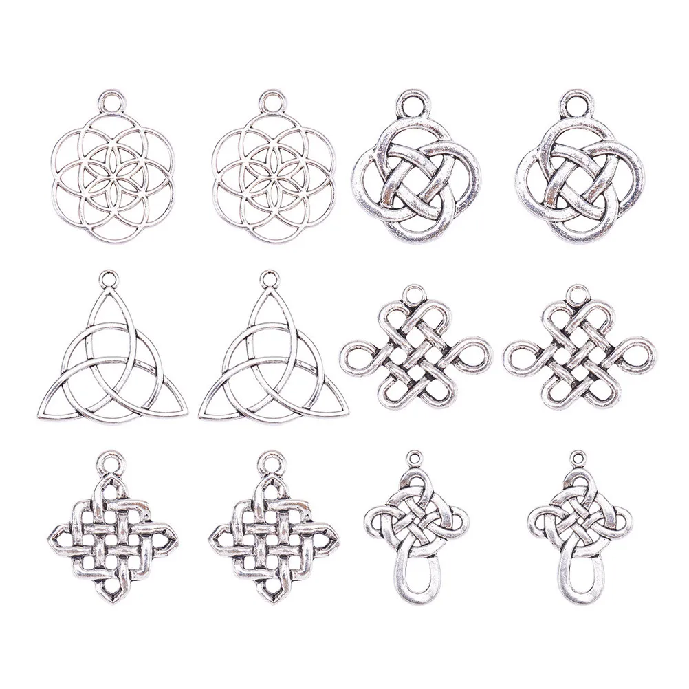 

60 шт. подвесок в виде китайских узлов из винтажного сплава, аксессуары для изготовления украшений своими руками, для серег, ожерелий, браслетов, брелоков, декоративных элементов
