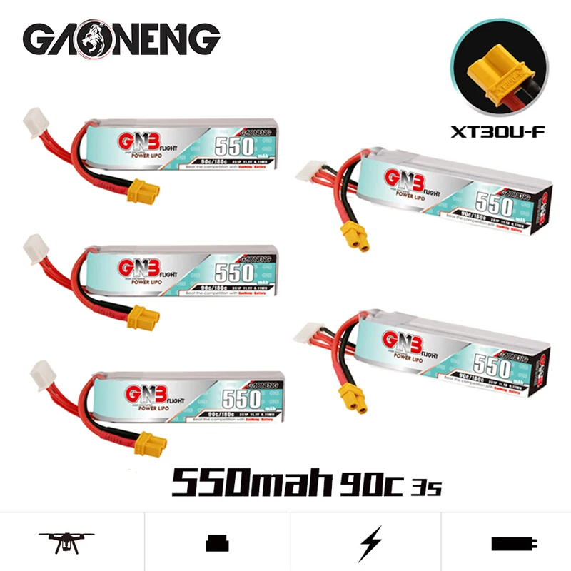 Original GNB 3S 11.1V 550mAh 90C/180C LiPo Battery For RC Helicopter Quadcopter FPV Drone Model Parts 11.1V Rechargeable Battery