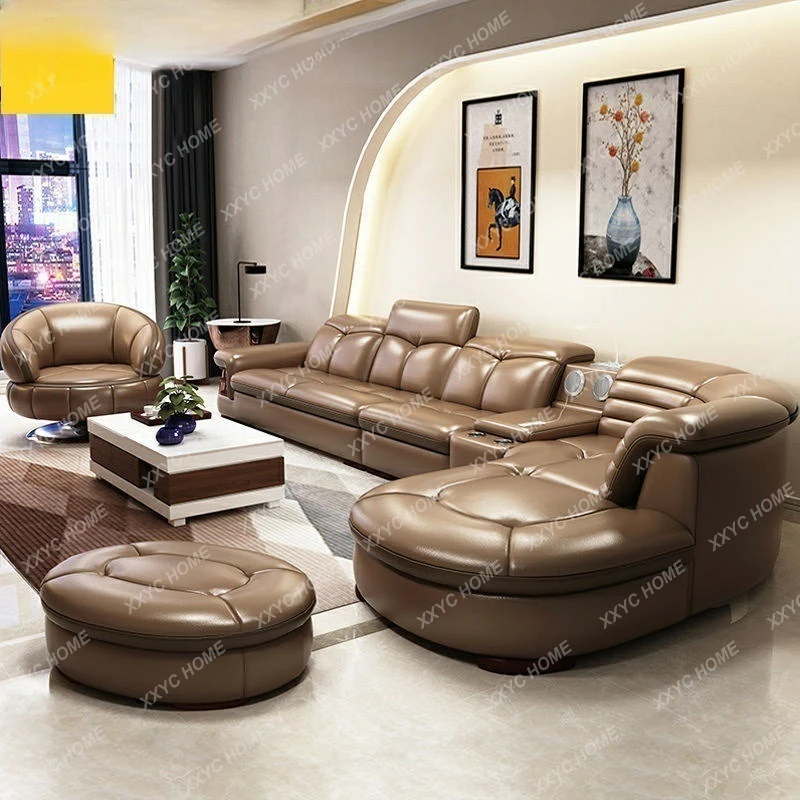 HH Living room small apartment leather art curved corner combination set modern simple package