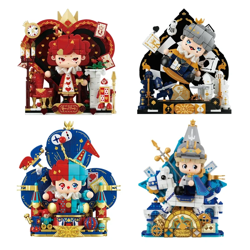 Poker Kingdom Building Blocks Painting Fairy Tale Town Series Movable Puzzle Assembly Toy Model Ornaments Collection Gift