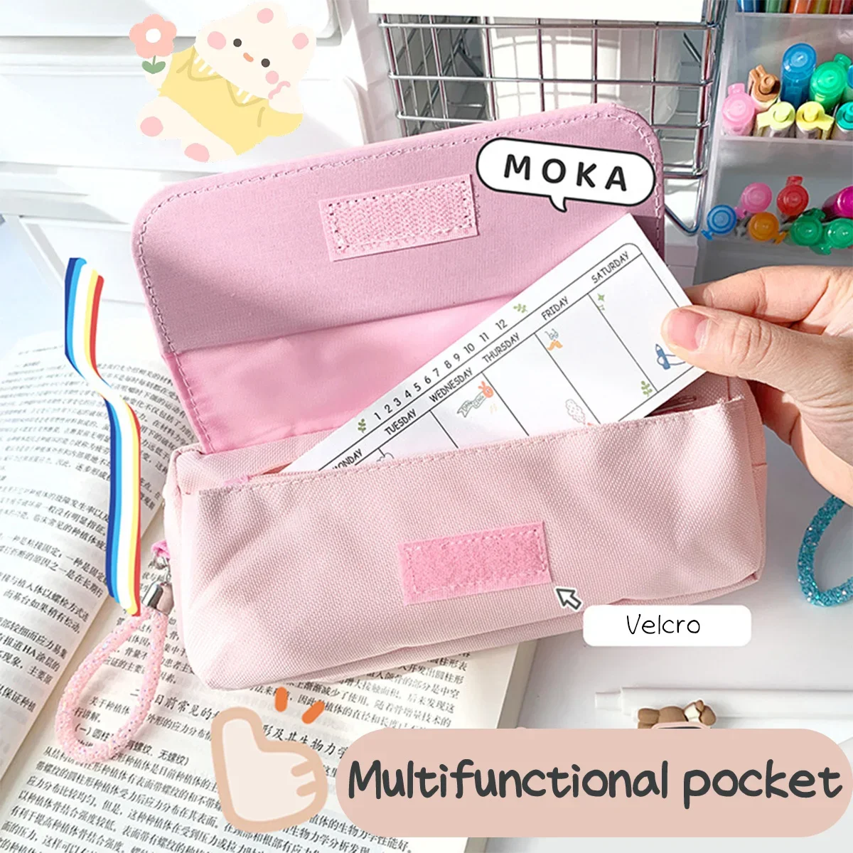 Trousse à Crayons Kawaii Lavable pour Fille, Sac à Stylos, Sable Mouvant, Multicolore, en Option, Macaron Mignon, Poudres, Rentrée Sв, Papeterie