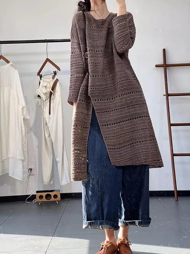 Oversized Knitted Autumn Long Dress Women Irregular Long Sleeve Sweater Ladies Dresses Fashion Casual Loose Woman Dress 2023