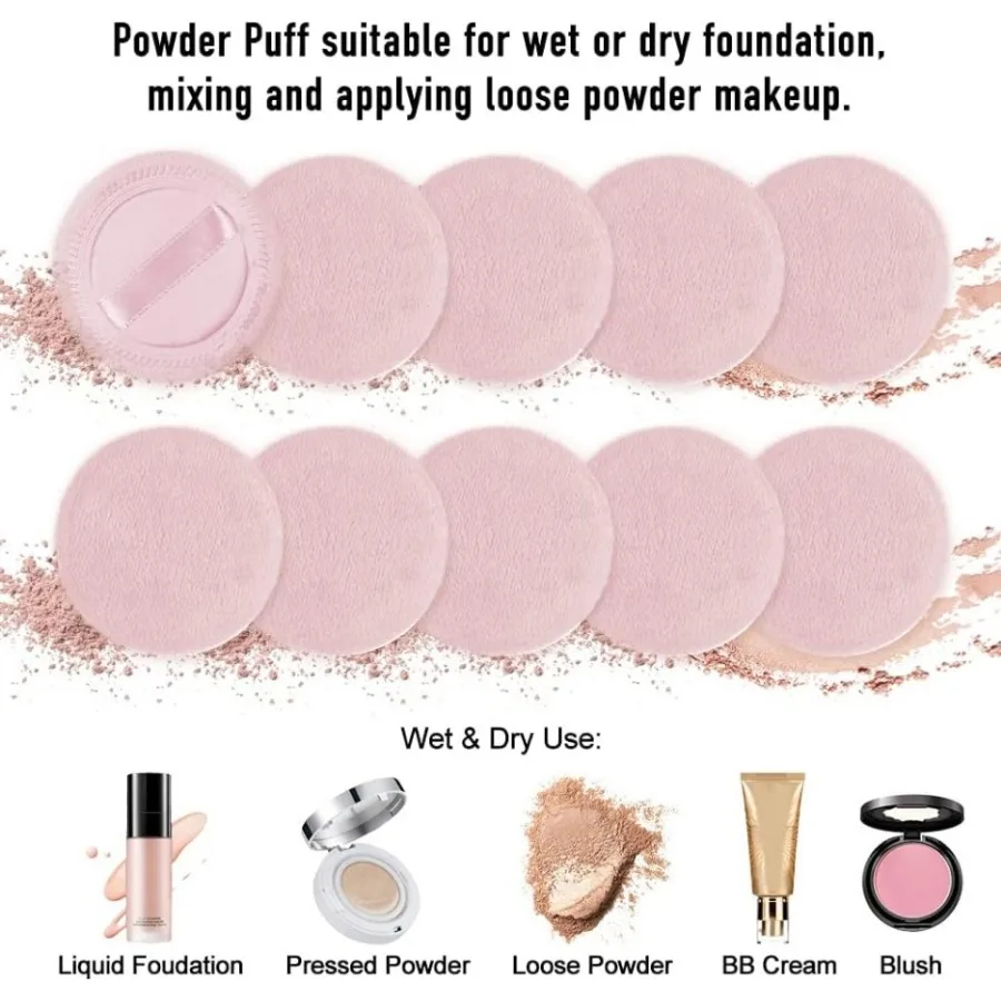 5pcs Powder Puff Cotton Cosmetic Powder Makeup Puffs Pads Makeup with Ribbon Face Powder Puffs for Loose and Foundation