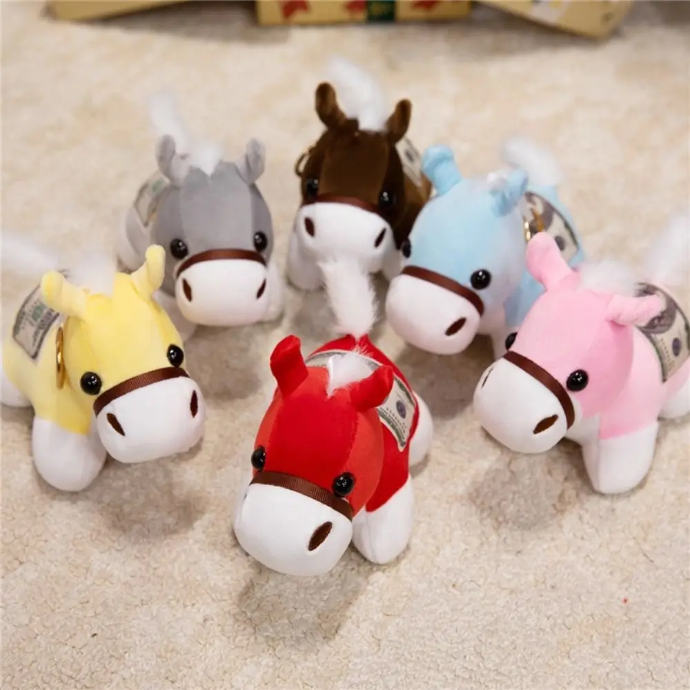 

Cartoon Horse Keychain Bag Hanging Copy Money Stuffed Animal Keyring Charms Ornaments Zodiac Pony Figurine Key Decoration