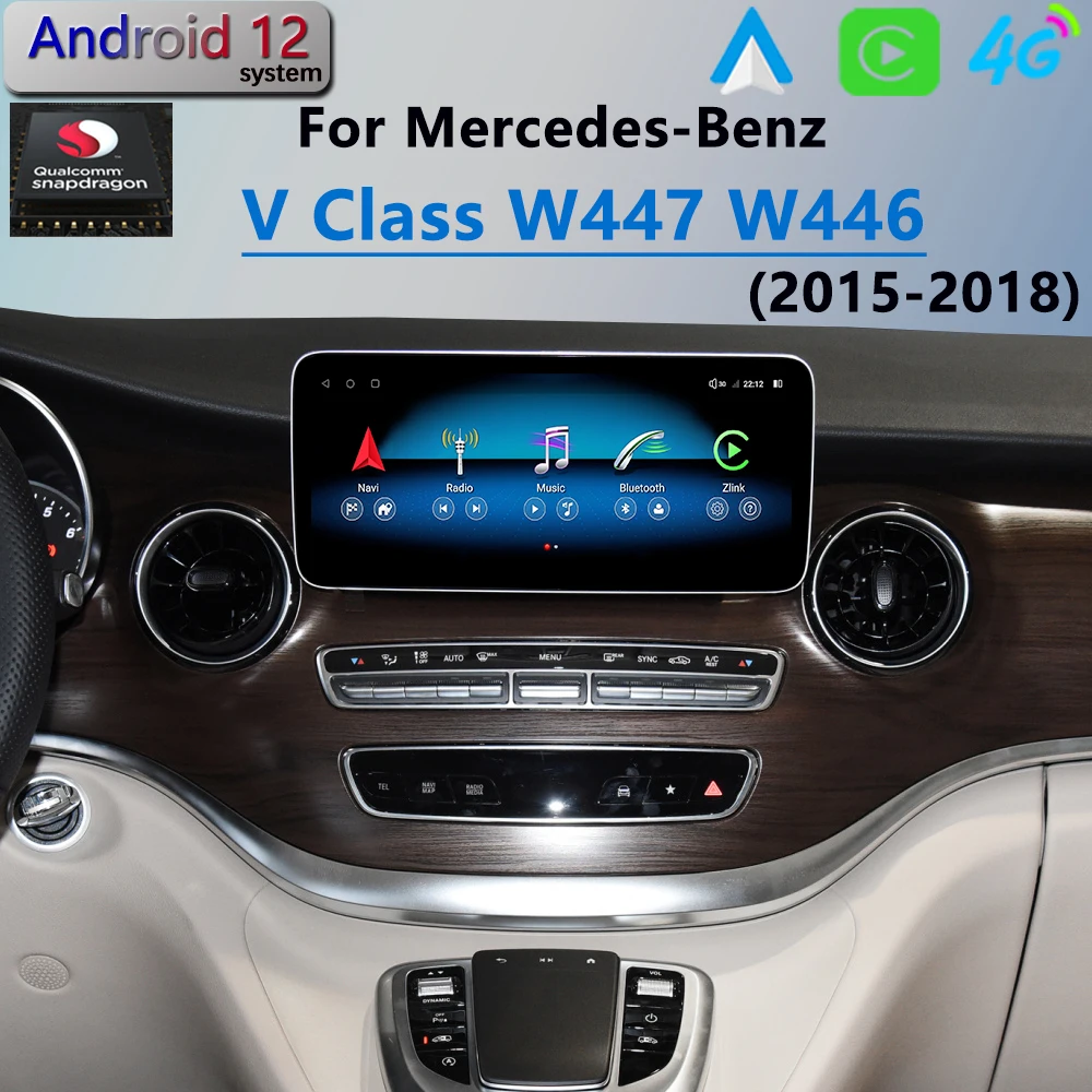 

Автомобильная Мультимедийная система с GPS-Навигатором, автомагнитола на Android 12, для Mercedes Benz V-klase W447, V260, V250, V220, Marco Polo, Qualcomm CarPlay