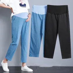 Maternity Women Trousers Pants Spring Straight Leisure Abdomen Pants in Nine Minutes Pants Summer Pregnant Women Belly Support