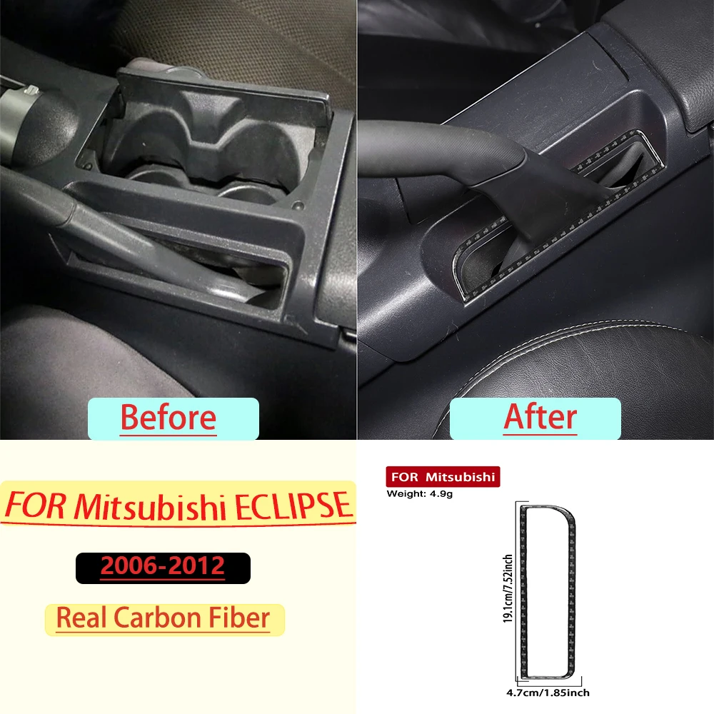 Carbon Fiber For Mitsubishi Eclipse 2006-2012 Car Gear Shift transmission Panel Trim Customizable Sticker Interior Accessories