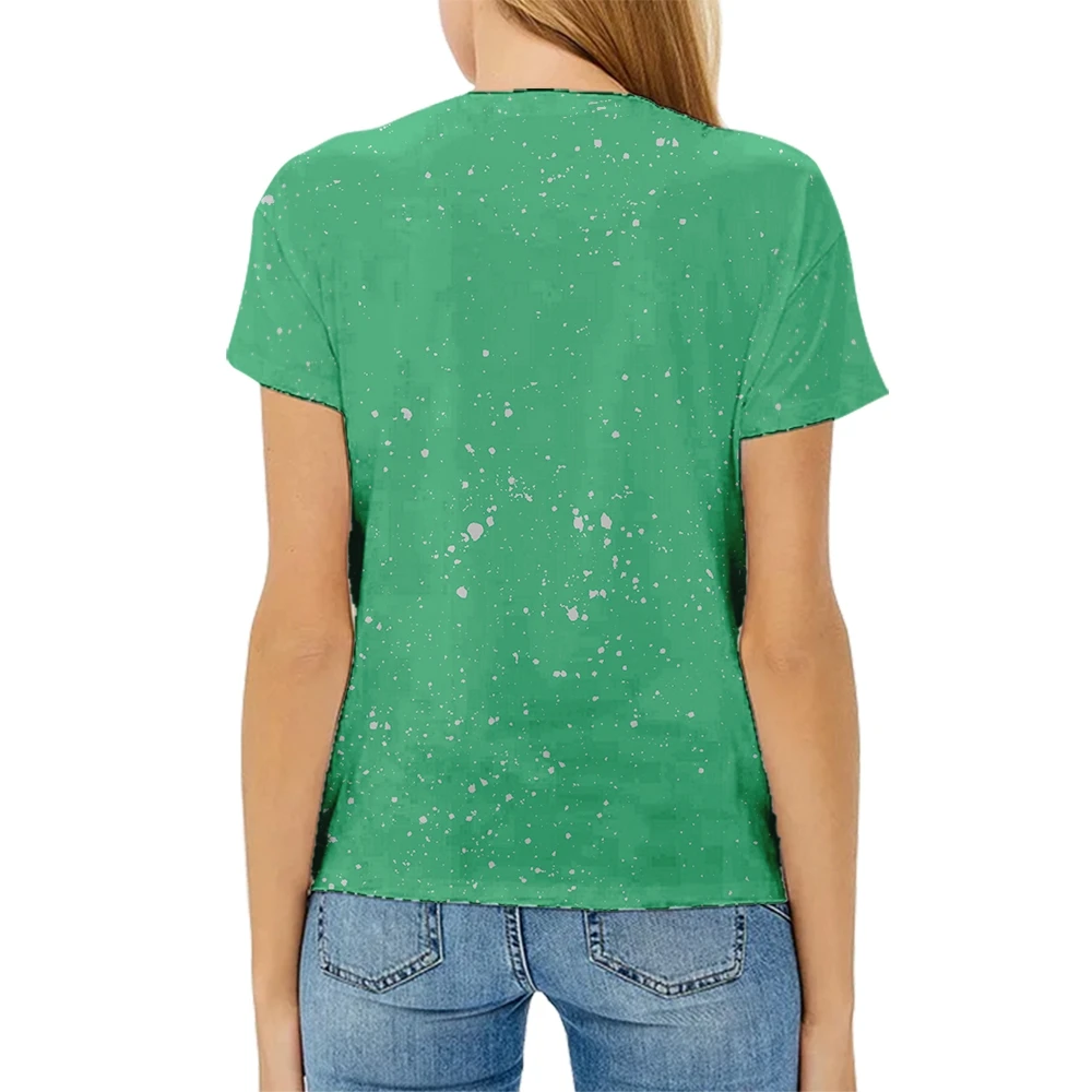 Ladies Tshirt Sexy V-Neck Short Sleeves Sublimation Polyester Tops Female Clothing Tie-Dye Tee Tops For DIY Photo Text Print