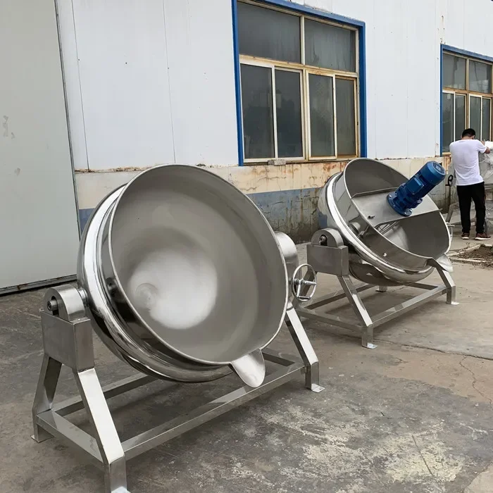Automatic Jacketed Boiling Pan with Mixer Jacketed Kettle Cooking Pot With Mixer Stirrer