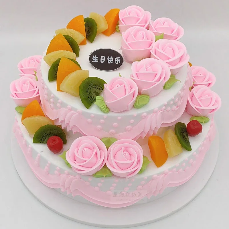 Imagem -04 - Double Layered Fruit Simulation Cake Model Window Samples Plastic Shooting Accessories Wedding Decoration 10 Mais Polegada