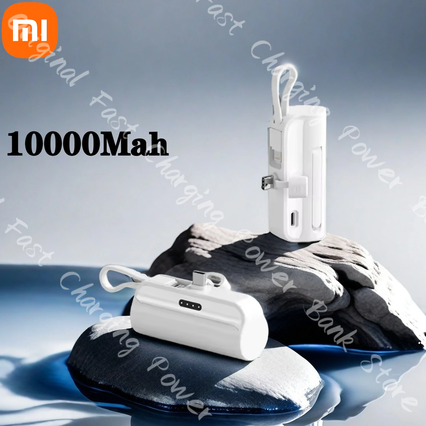 Xiaomi Power Bank 10000 мАч Встроенный кабель Mini PowerBank Внешний аккумулятор Портативное зарядное устройство для iPhone 13 14 15 16 17 Samsung