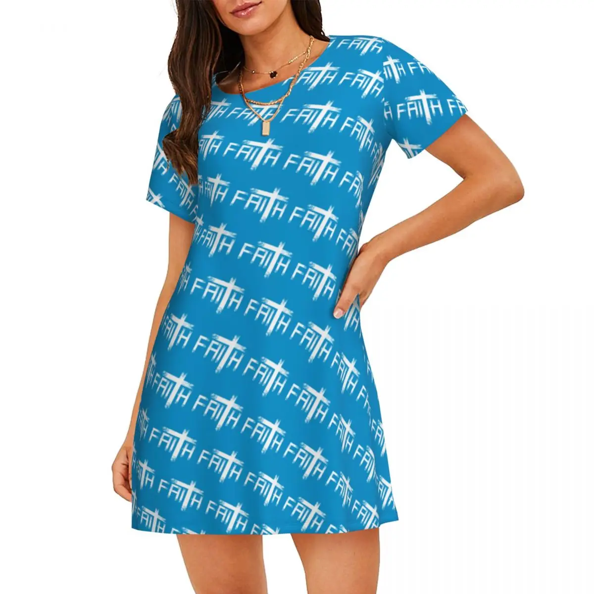 

Custom God Jesus Christian Women Short Sleeve Nightdress Faith Christianity Religious Pullover Nightgown For Sleeping Nightgown