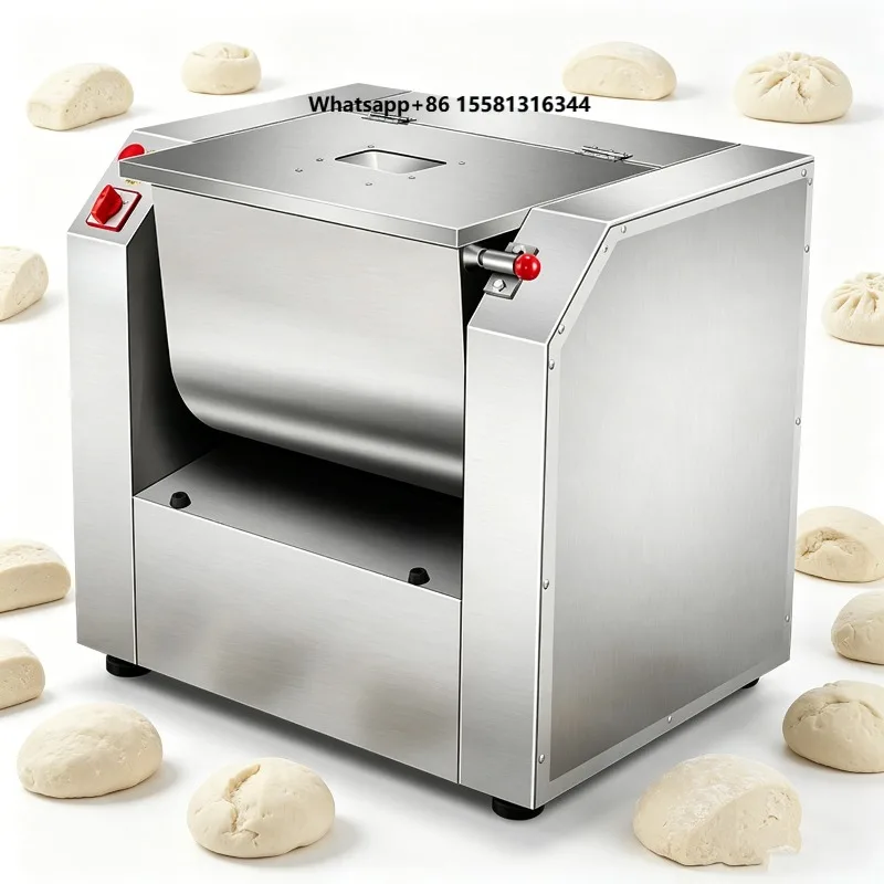 Stainless Steel Horizontal Spiral Dough Mixer Industrial Bakery Kneader 15-50kg Automatic New Planetary Technology Adjustable