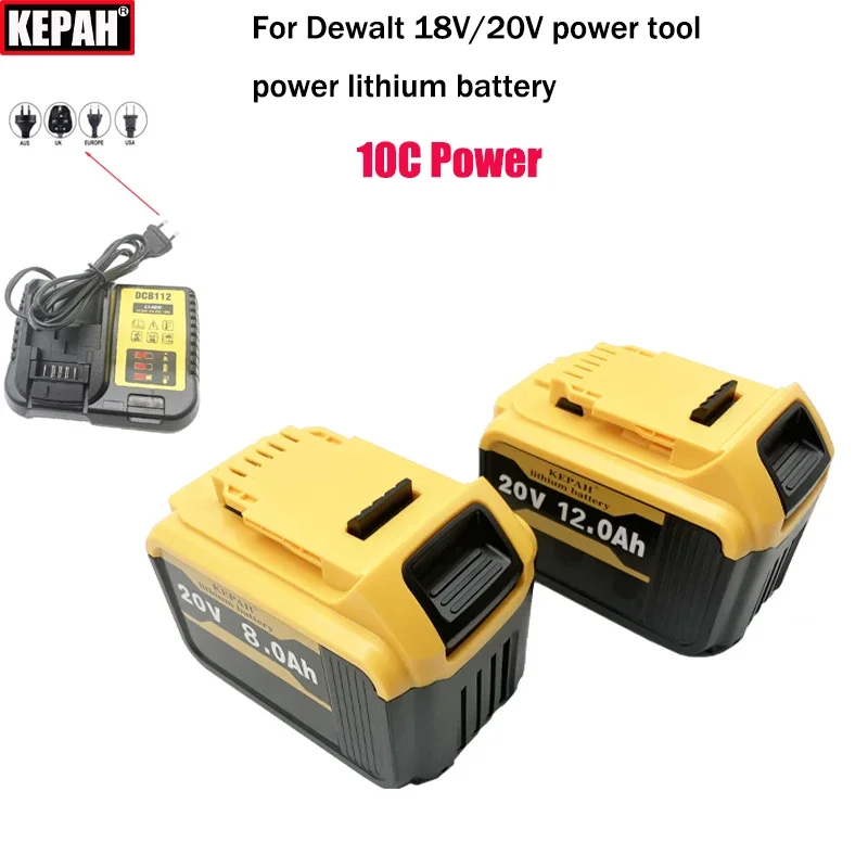 

For Dewalt power tool battery 20V 18V 12AH 8AH lithium battery, Replaces Dewalt drill, hammer, grinder and other batteries