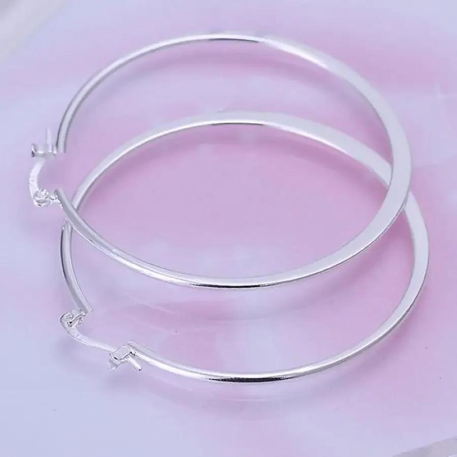 

High Quality Fashion For Women 925 Sterling Silver Earrings Wedding Party Lady Big Circle Hook Earring Jewelry Factory Price