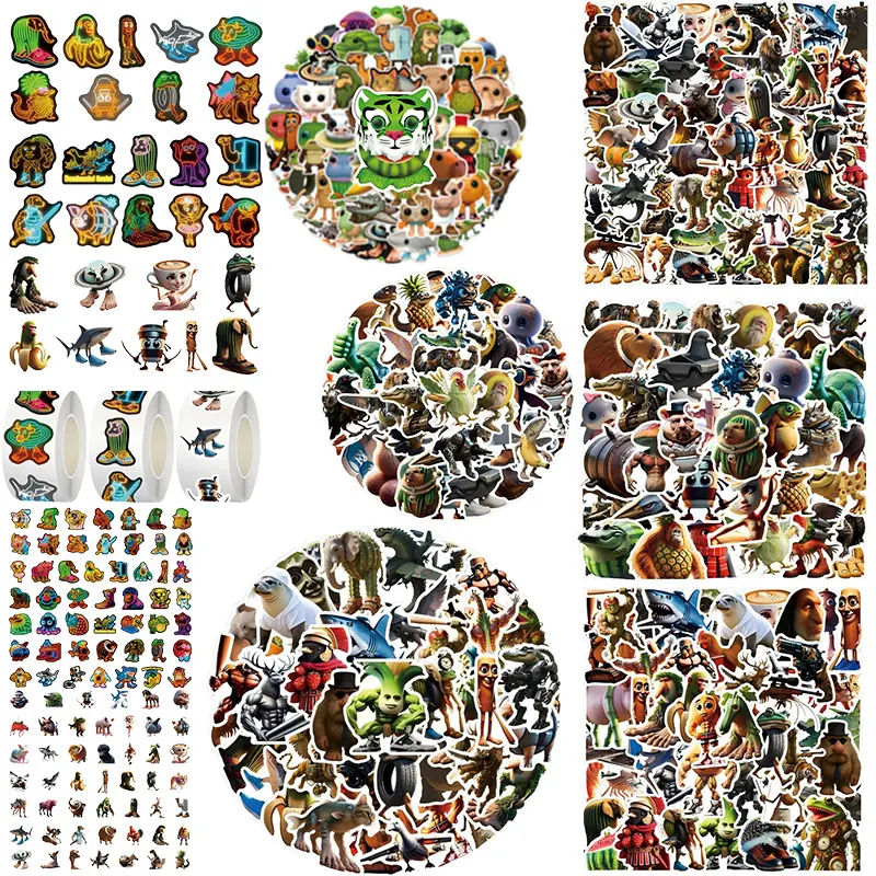 50/100/500pcs/set Italian Brainrot Stickers Tung Tung Tung Sahur Funny Animal Decals Toy Gift for DIY Phone Notebook Laptop Bike