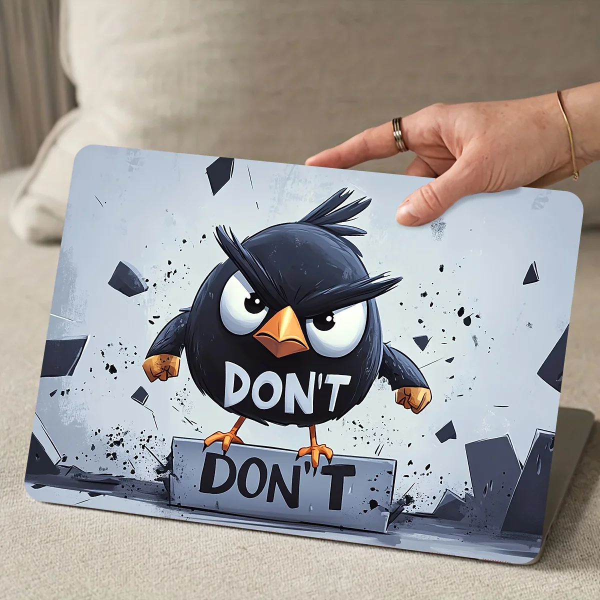 2-Pack Patterned Bird Art Laptop Sticker Case, Universal Light Beige Waterproof Scratch Resistant Sticker - Scratch Resistant