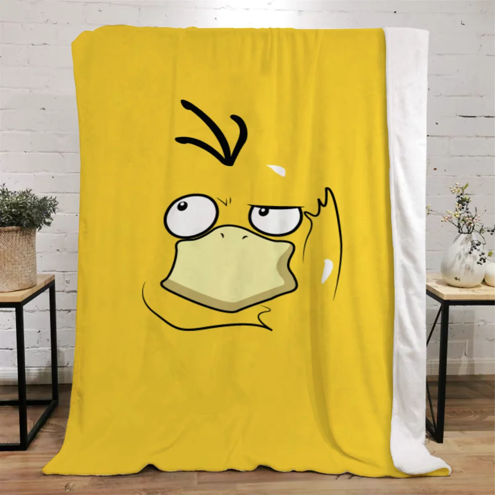 Psyducks Funny Blanket King Size Throws Blankets for Sofa Luxury Bedding Bed Throw Beach Towel Knitted Plaid Home Interior Knee