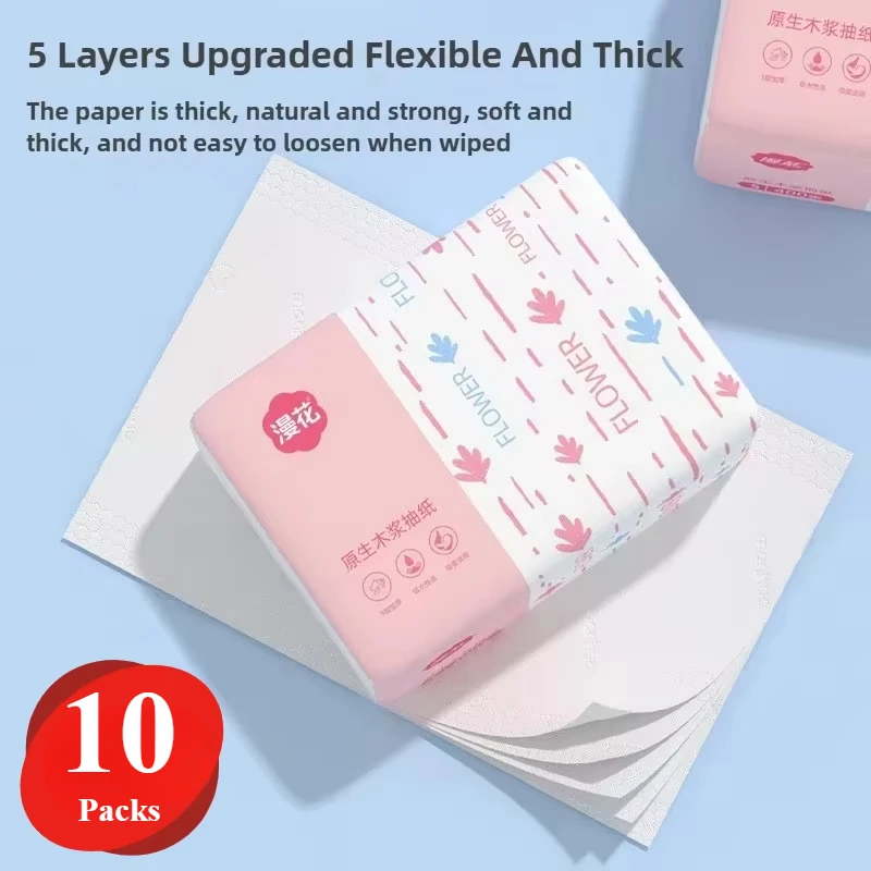 20/10 Packs 400 Sheets Virgin Wooden Pulp Tissue Soft Comfortable Eco Friendly Portable No Fluorescent 5 Ply Facial Tissue Paper