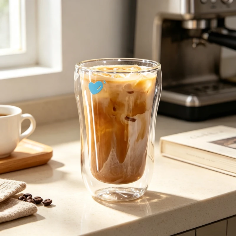 Double Wall Borosilicate Glass Cup Heat Resistant Stylish Drinking Mug for Women Coffee Juice Water Home Office Daily 유리컵