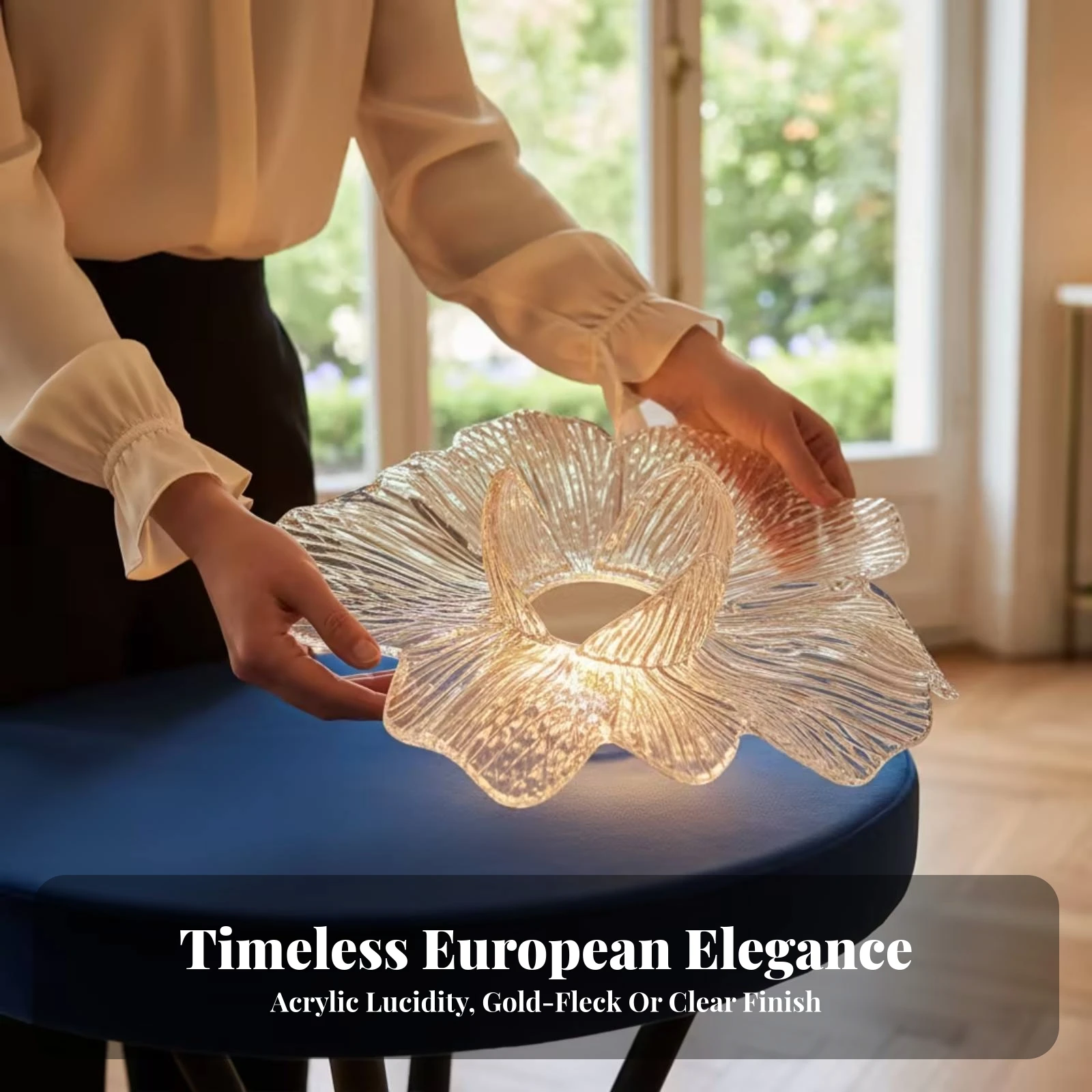 Lampshade with 42mm Opening Faceted Flower Lampshade Transparent for Corridor, Entrance