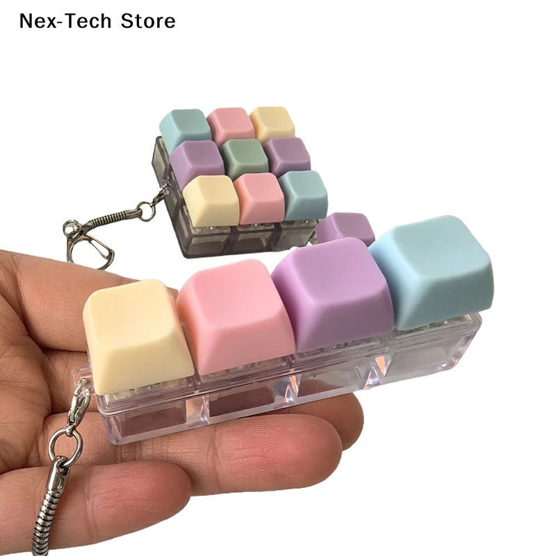 [NT]1Pc 1/4/5/9 Keys Mechanical Button Keycap Keyboard Axis Tester Keyboard Keychain Toy Finger Keyboard Caps Keychain Toy[NT]