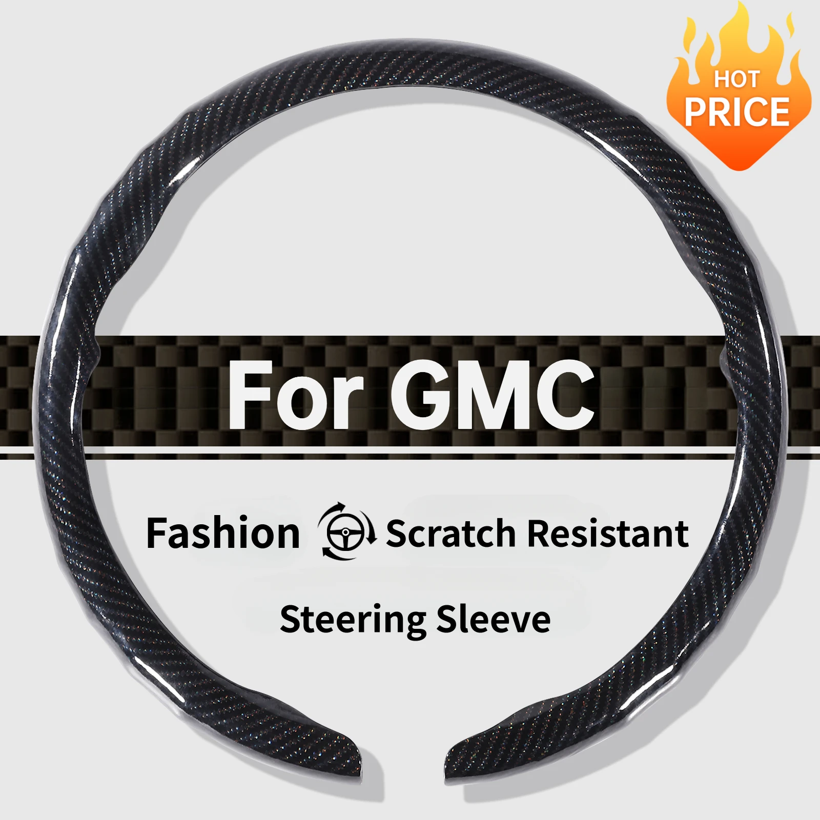 Ultra-thin Carbon Fiber Premium Car Steering Wheel Cover for GMC Sierra, Yukon, Canyon, Acadia, Terrain, Envoy, Savana