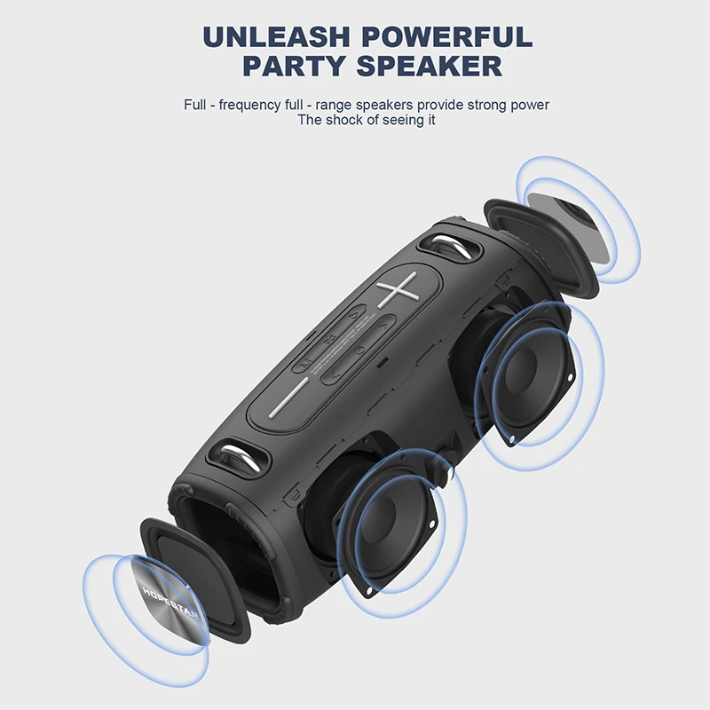 HOPESTAR H50 20 واط مكبرات صوت Boombox عالية الطاقة محمولة بلوتوث مضخم صوت فائق مشغل Mp3 عمود قوي صندوق الصوت مركز الصوت