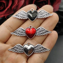 5pcs 54*18mm Gothic love angel wing brooch Heart Charms Traditonal Corazon Pendants DIY Handmade Jewelry Making Accessories