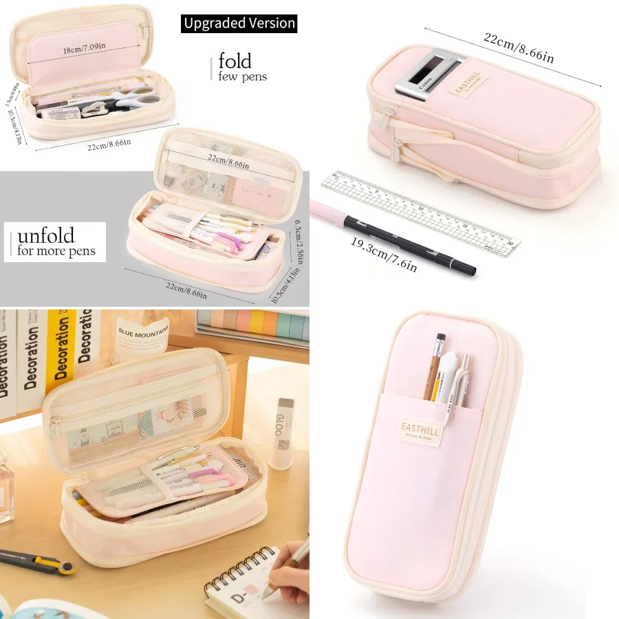 

Пенал большой вместимости с просторным дизайном для организации канцелярских принадлежностей идеально подходит для девочек-подростков, использующих его в школе или ежедневном стиле.